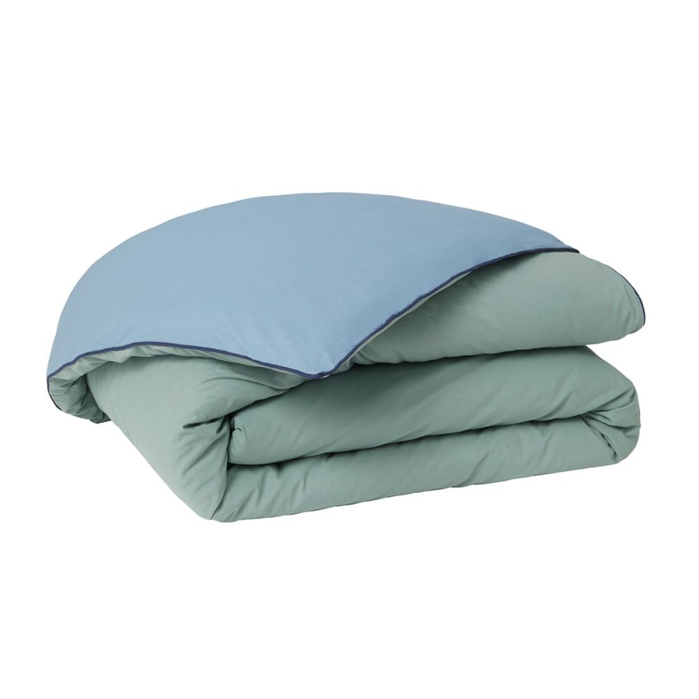 Housse de couette bicolore en coton bleu 260x240 — vue 3