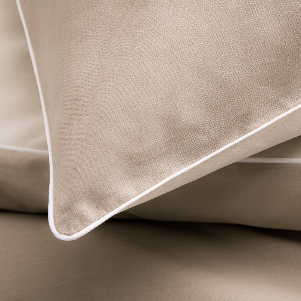 Housse de couette bicolore en coton beige 260x240 — vue 4