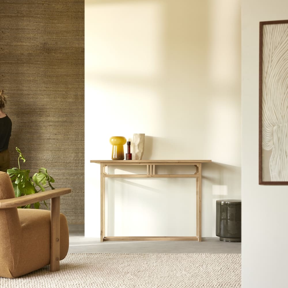 Tikamoon Konsole aus massiver Eiche style exotic Beige Holz