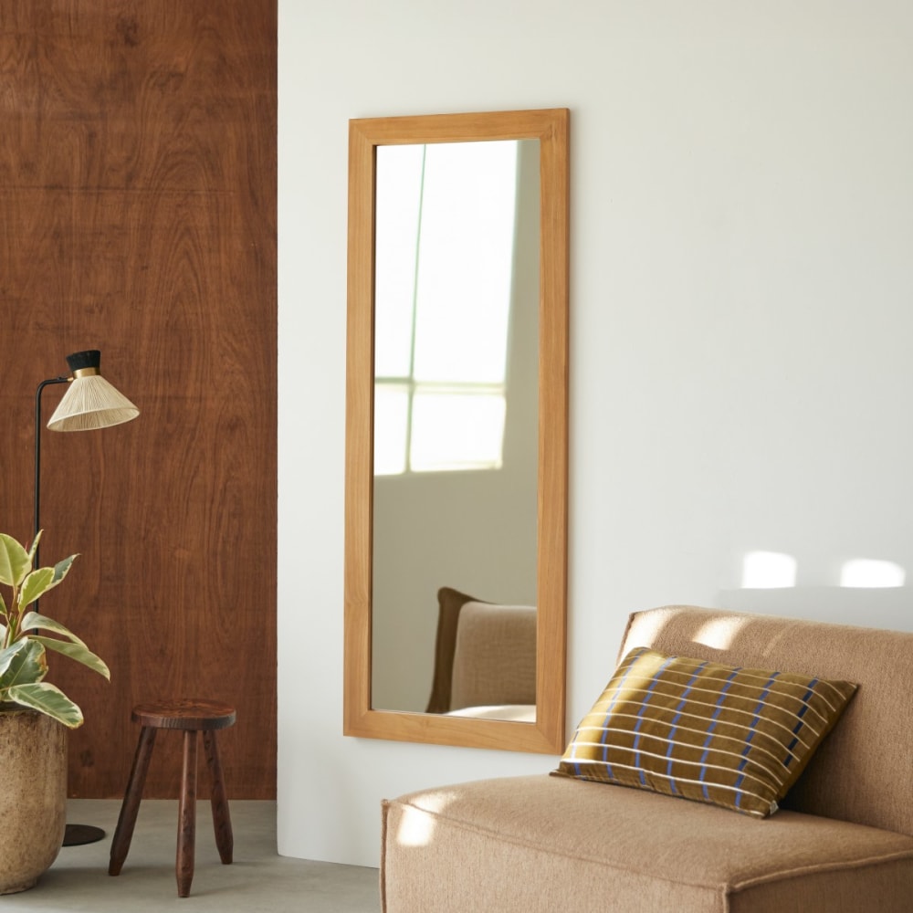 Tikamoon Psyche-Spiegel aus massivem Teak 160×60 cm style classic chic Beige Holz