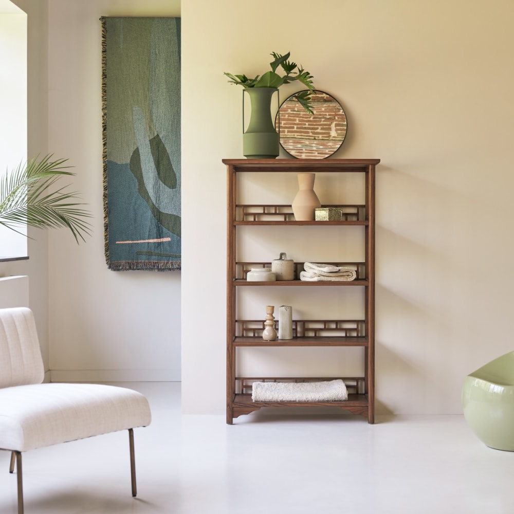 Tikamoon Bücherregal aus massiver Ulme style exotic Braun Holz