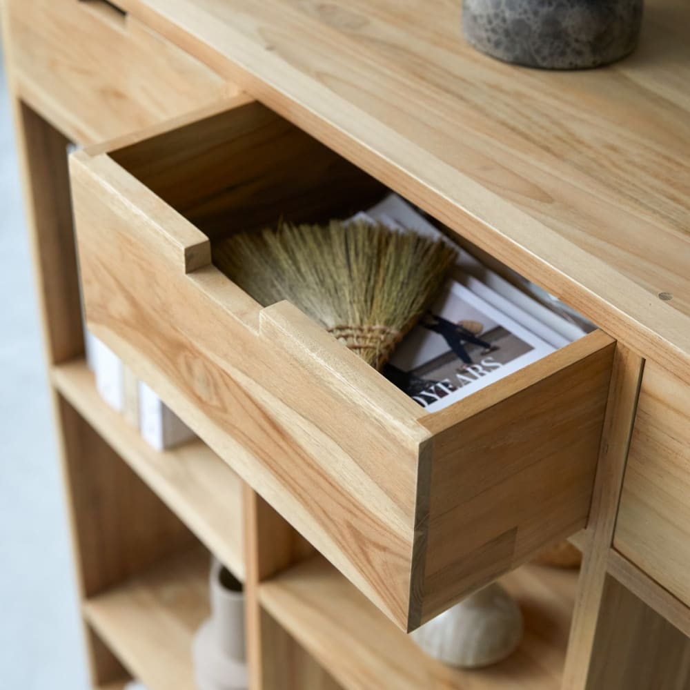 Niedriges Bücherregal aus Teak massiv - Maisons Du Monde