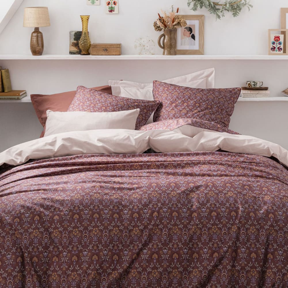 Housse de couette en percale de coton violet 200x200