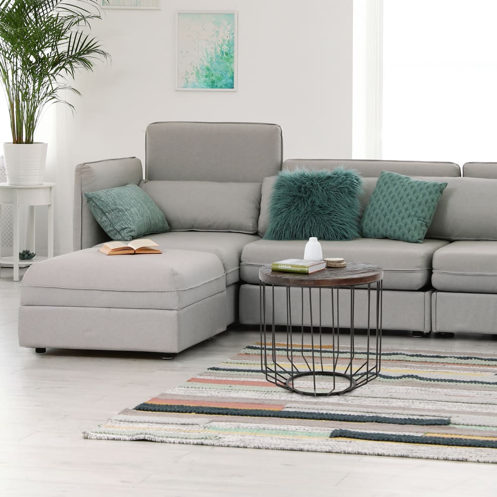 Couchtisch rund Ø50x50 cm Natur aus Altholz mit Metallgestell