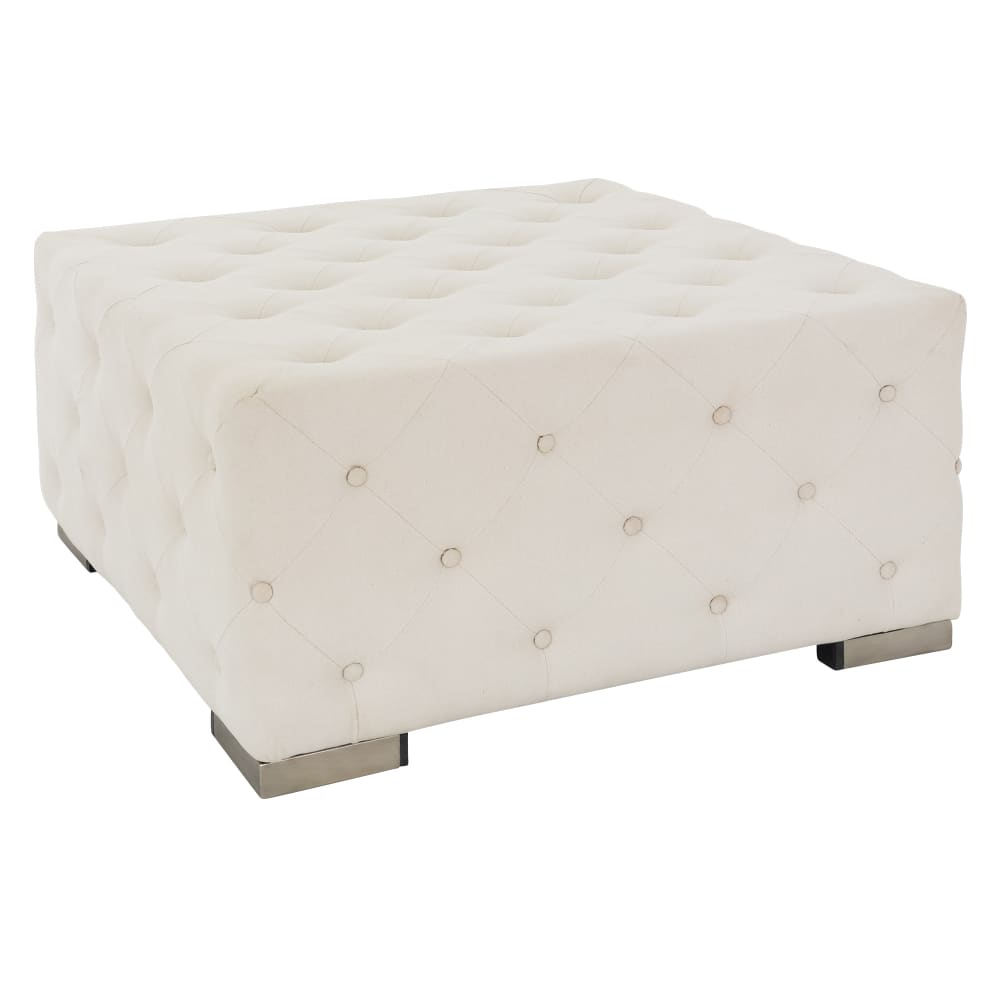 Puff cuadrado XXL Ostrava 90x40 cm color crema banco hecho a mano