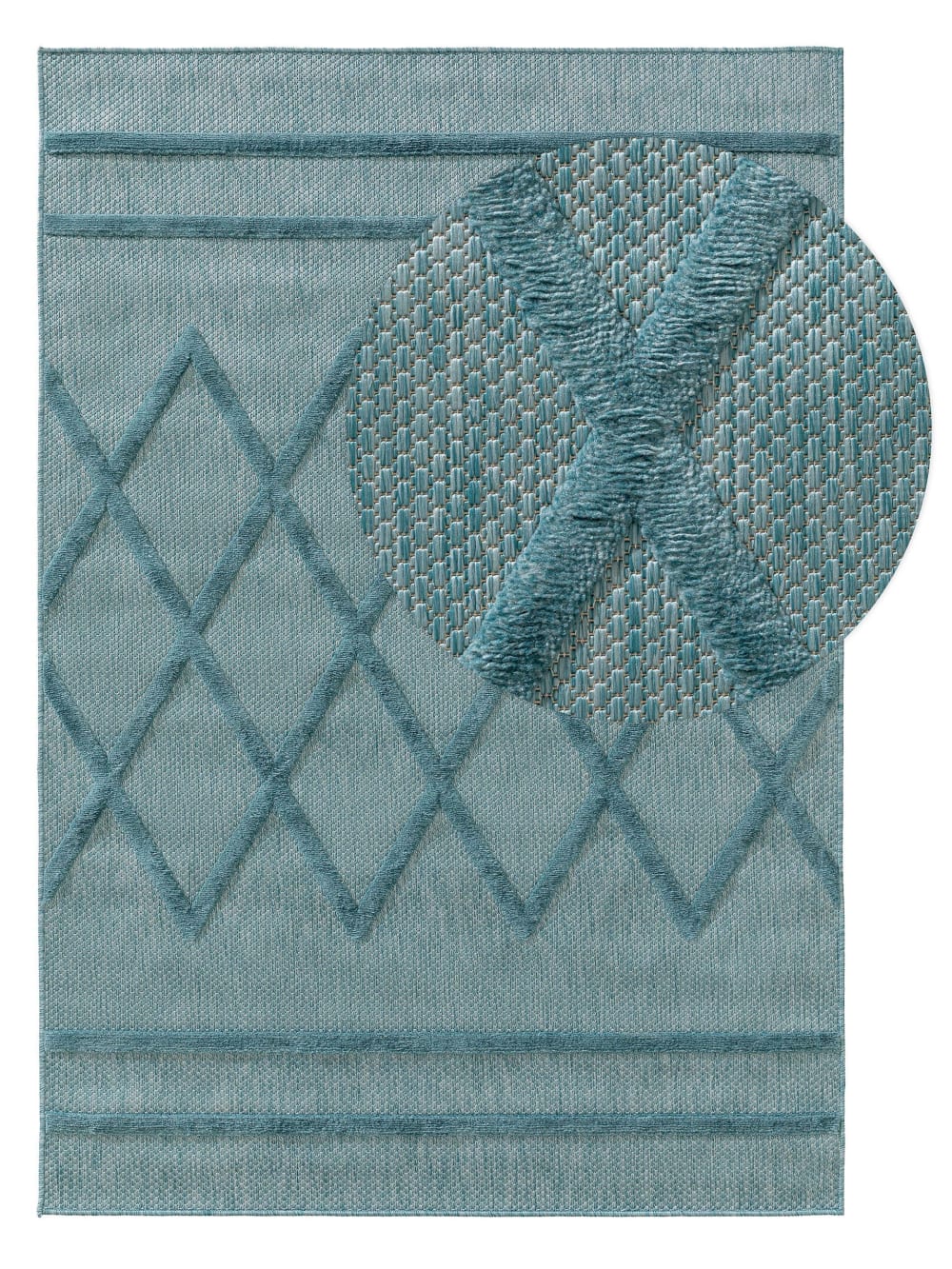 Tapis d'extérieur & intérieur turquoise 120x170