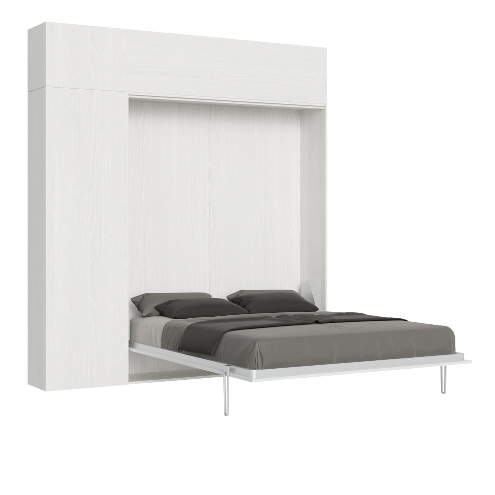 Itamoby Itamoby cama doppia kentaro bianco frassino columna style contemporain Blanc Panneau De Particules