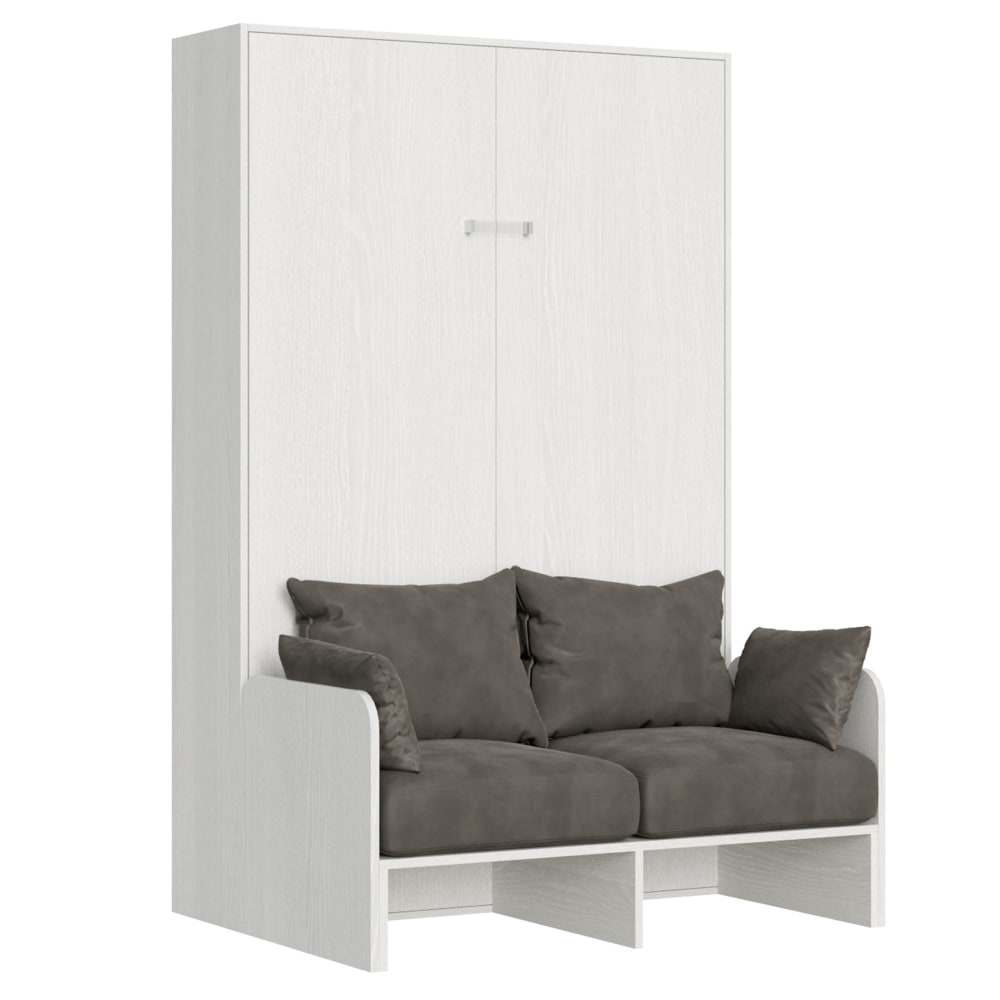 Lit escamotable vertical 120 effet bois frêne blanc