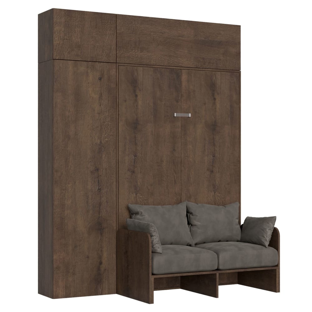 Lit escamotable vertical 120 av.meublier effet bois noyer