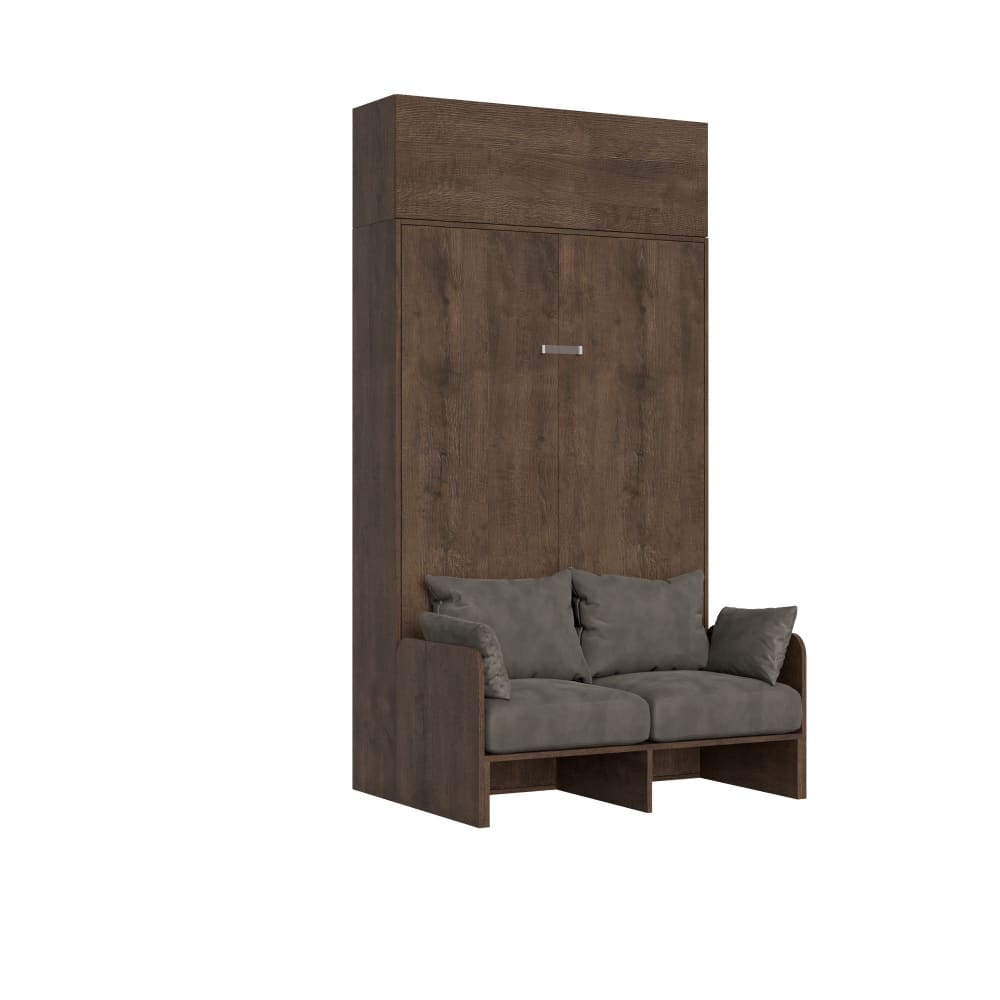 Lit escamotable vertical 120 av.èlèment haut effet bois noyer