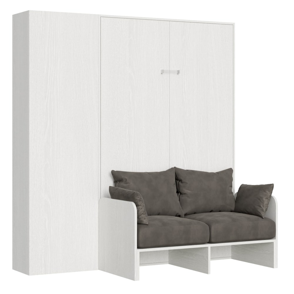 Lit escamotable vertical 120 av.colonne effet bois frêne blanc