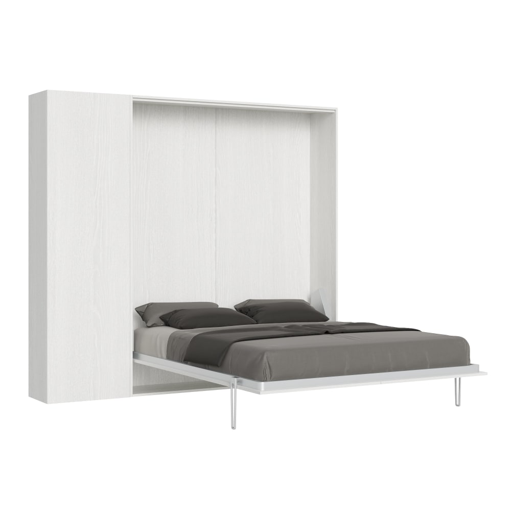 Itamoby Cama doble kentaro de fresno blanco con columna izquierda-derecha style contemporain - Panneau De Particules