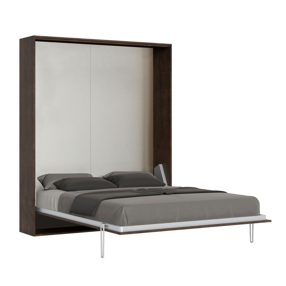 Lit escamotable vertical 160 effet bois noyer — Beyit