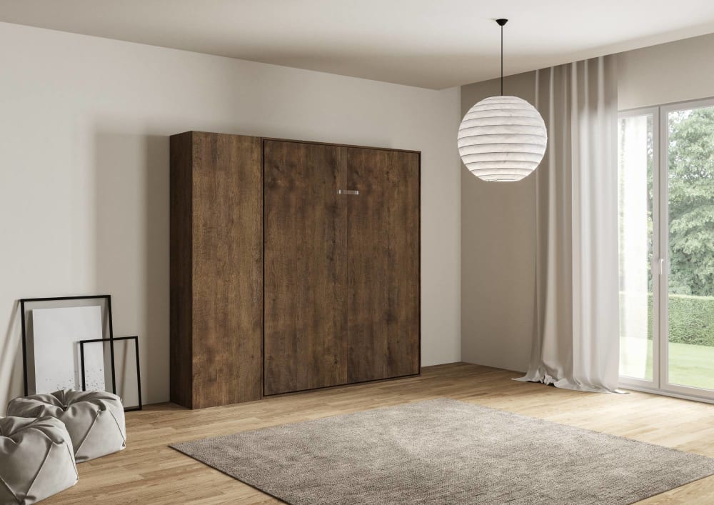 Cama doble kentaro en nogal con columna izquierda-derecha - Maisons du Monde