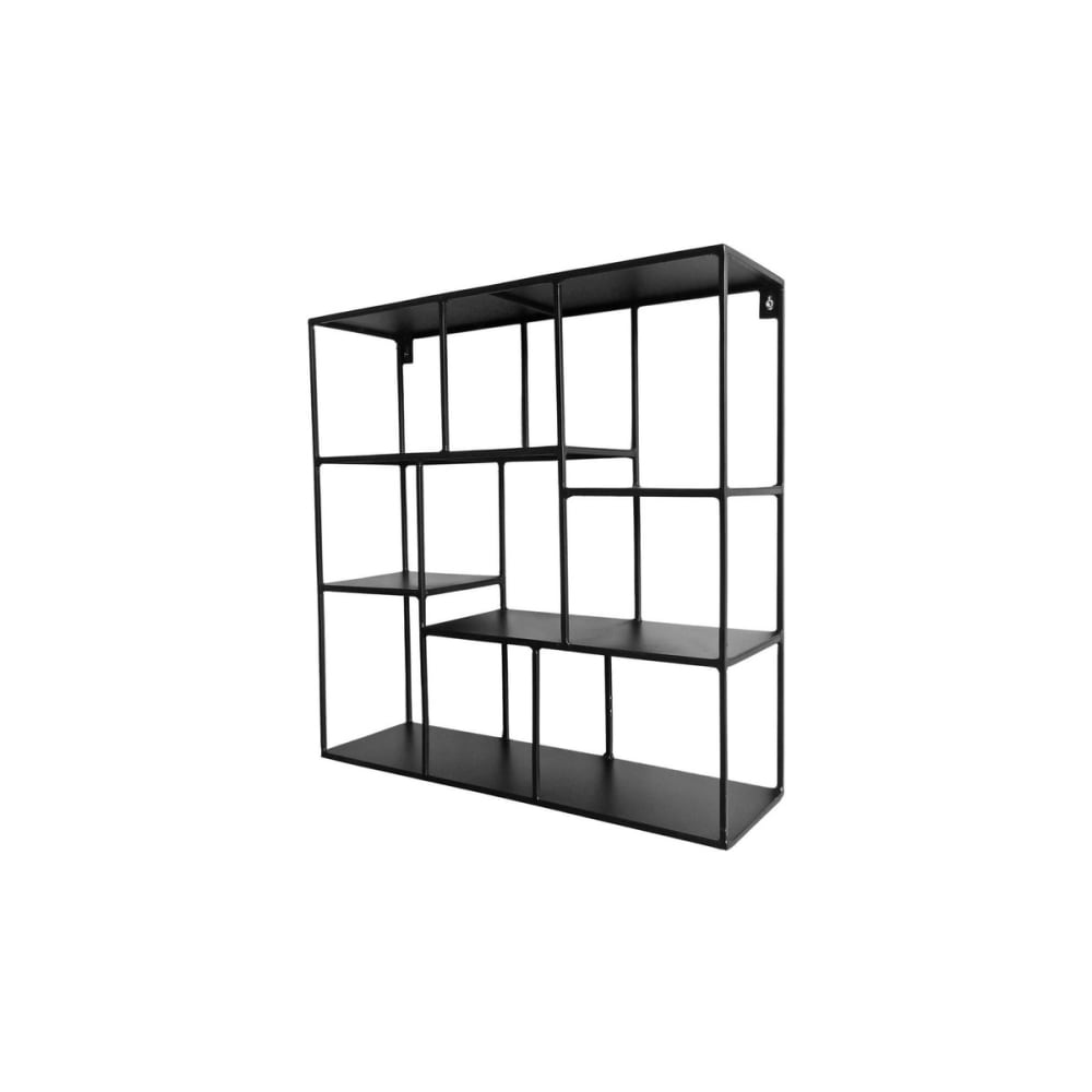 Étagère murale carrée en métal filaire noir mat