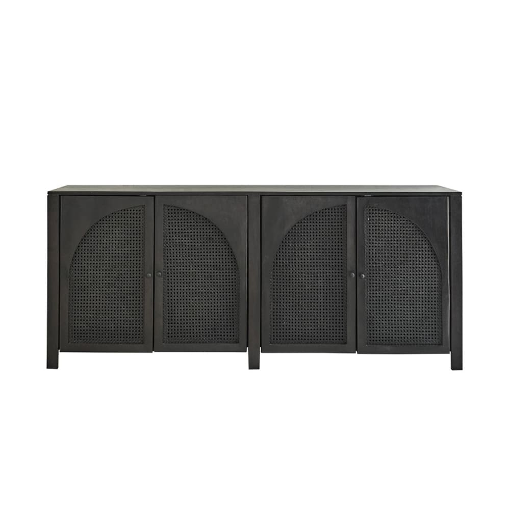 Buffet aus massivem Mangoholz und schwarzem Rohrgeflecht 175 cm -