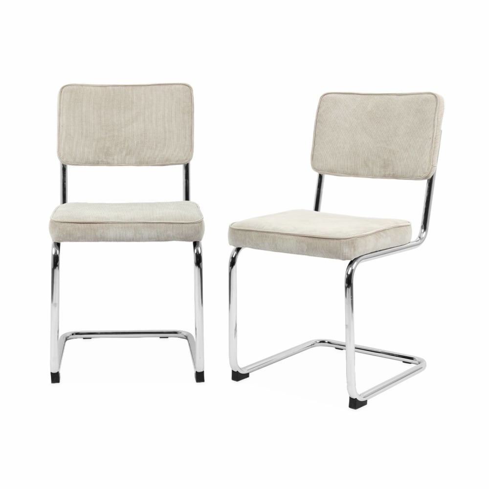 Silla cantilever de pana, set de 2, gris beige - Maisons du Monde