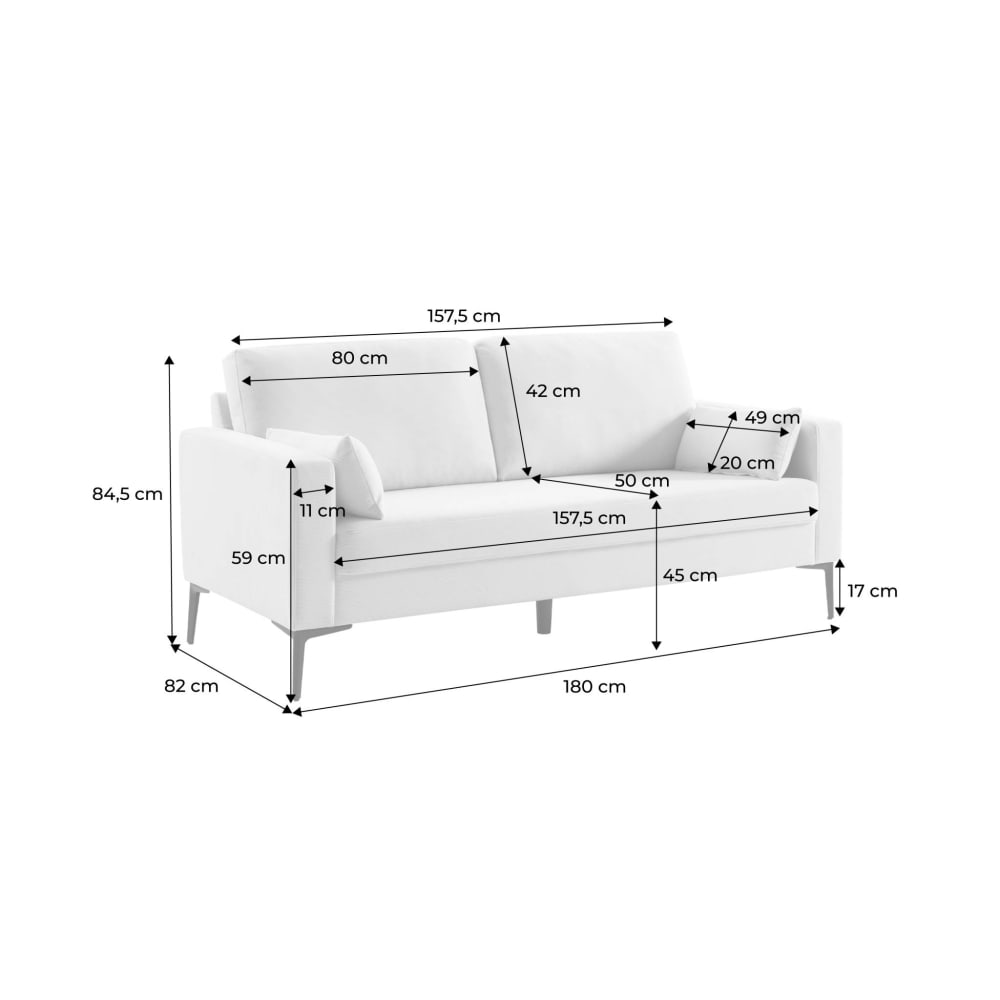 Canapé 3 places en velours côtelé beige