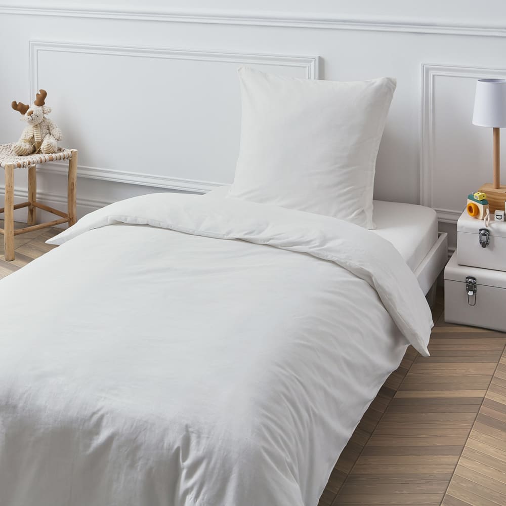 Drap housse coton uni bonnet 25cm blanc 80x200cm — vue 4