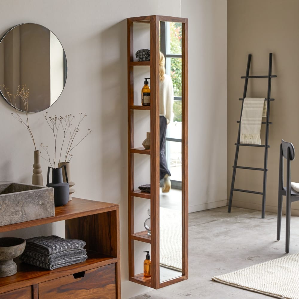 Tikamoon Bad-Hochschrank aus massivem Palisanderholz style classic chic Braun