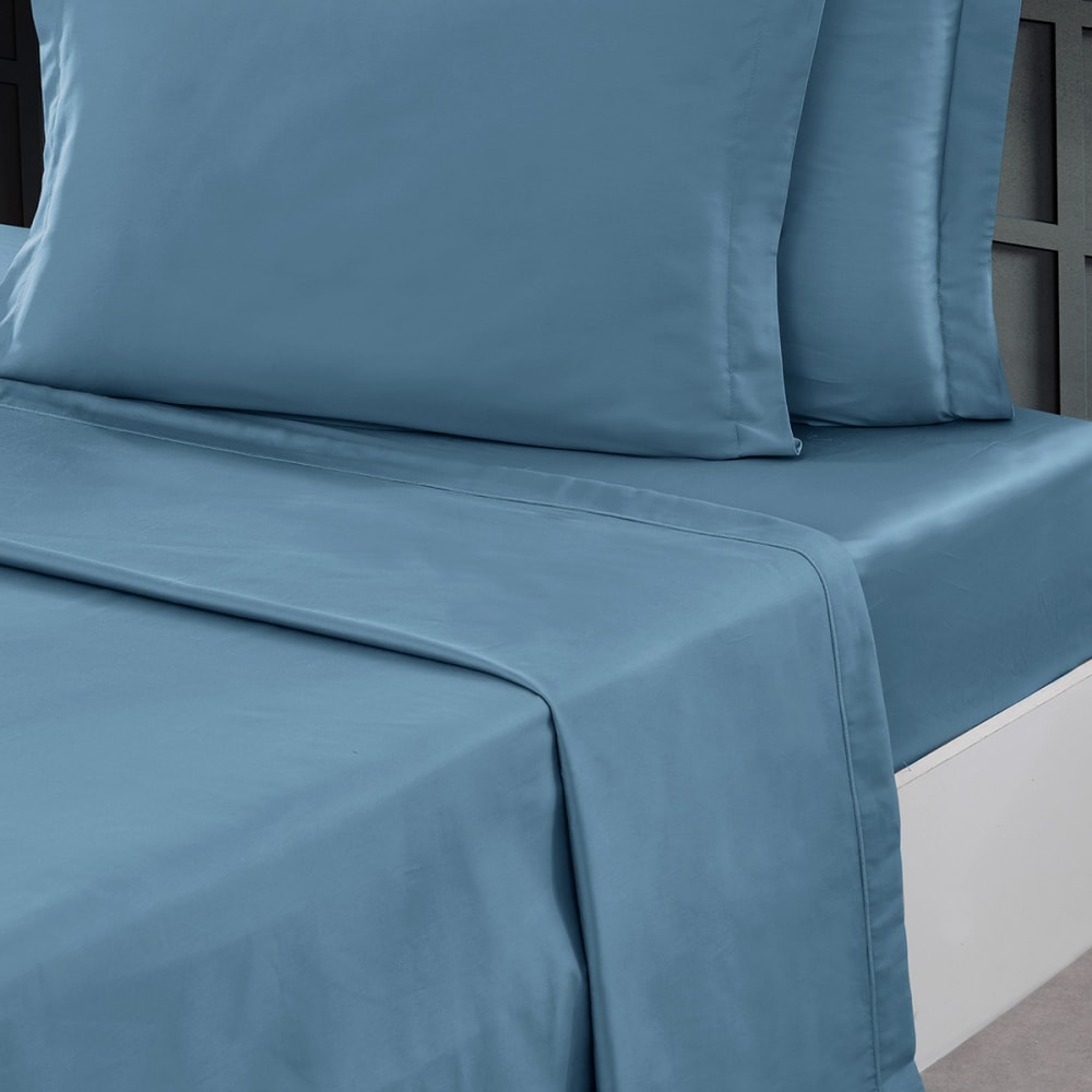 Drap plat en percale de coton  cobalt 270x300 cm