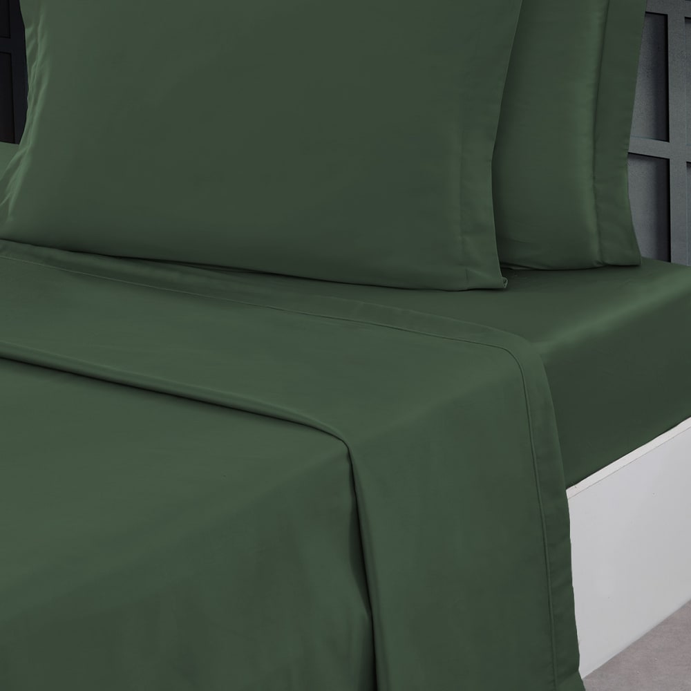 Drap plat en percale de coton  eucalyptus 270x300 cm