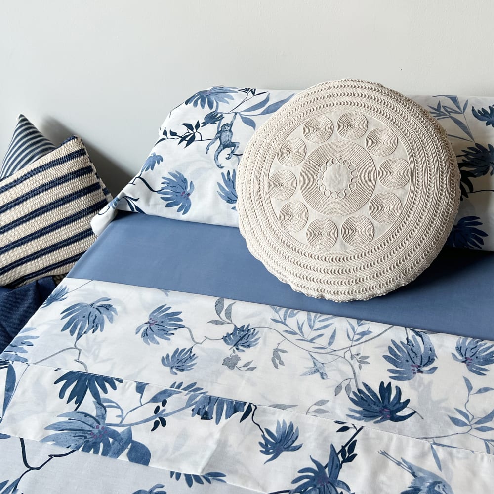 Juego de sábanas 100% algodón 3 piezas azul selva - cama 135 cm - Maisons du Monde