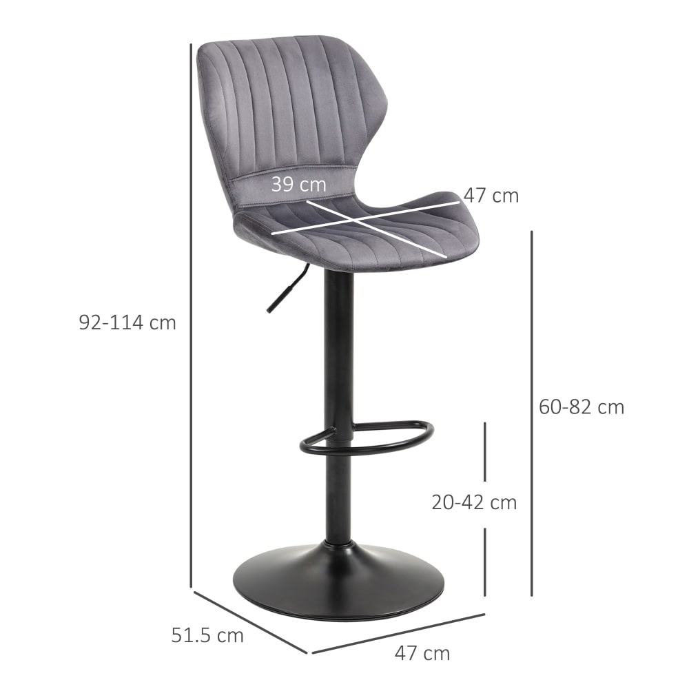 Set 2 sgabelli bar girevoli effetto velluto altezza regolabile -