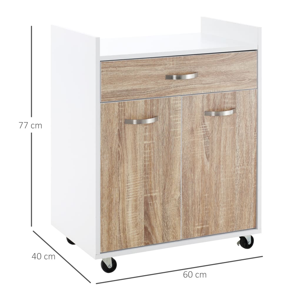 Carrello da cucina portavivande e microonde in legno 60x40x77cm -