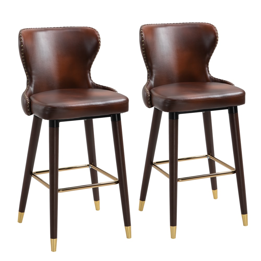 Set 2 sgabelli alti da bar in stile industriale marrone e oro -