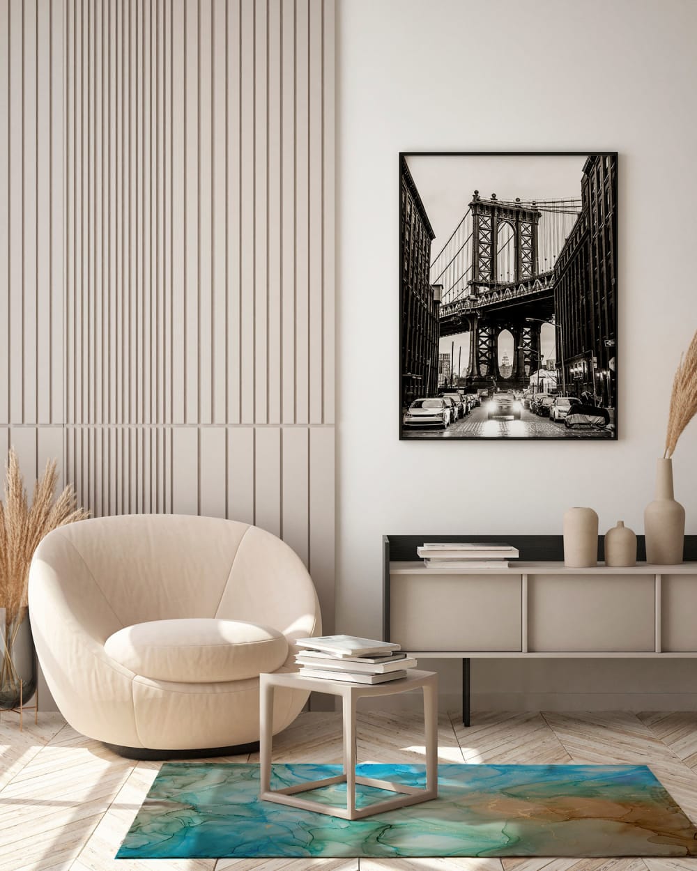 Tapis vinyle marbre multicolore 80x200cm — vue 3