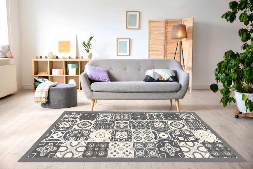 Tapis vinyle carreaux ciments gris 60x250cm — vue 3