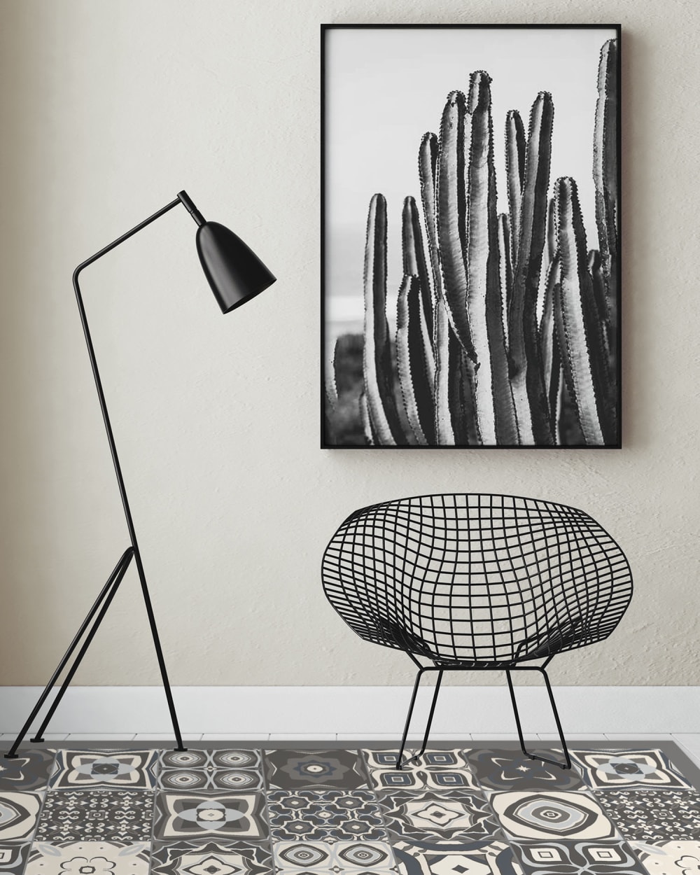 Tapis vinyle carreaux ciments gris 60x250cm — vue 4