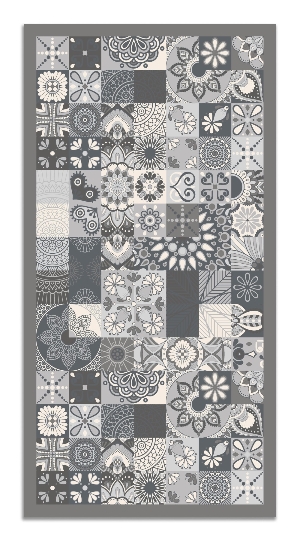 Tapis vinyle carreaux ciments cuisine gris 60x110cm