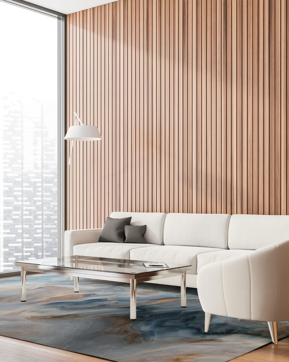 Tapis vinyle marbre bleu et orange 300x200cm