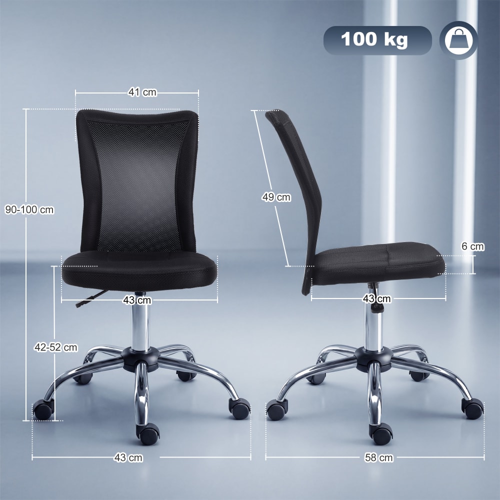 Sedia da ufficio senza braccioli ergonomica in tessuto a rete