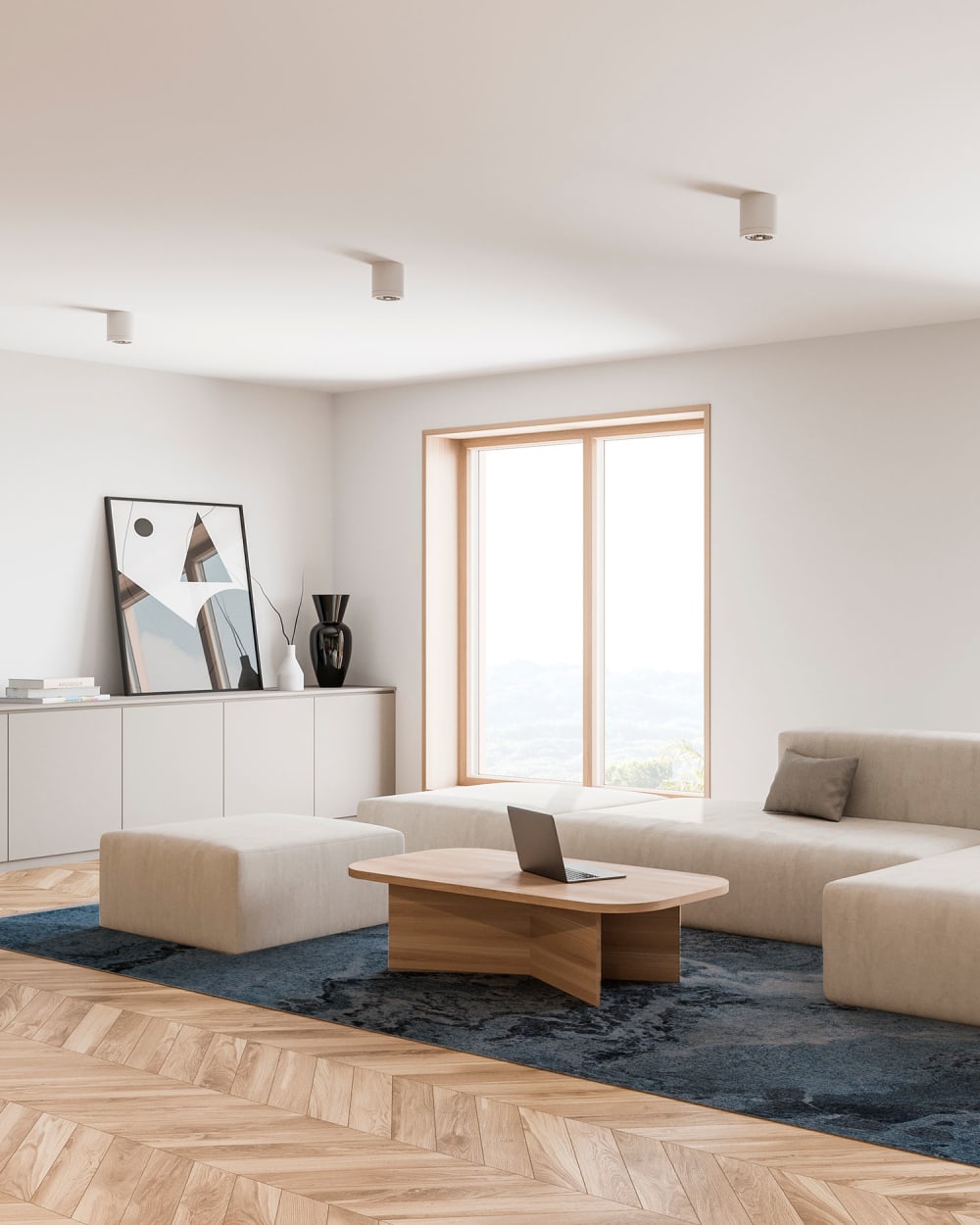 Tapis vinyle marbre bleu 200x200cm — vue 3