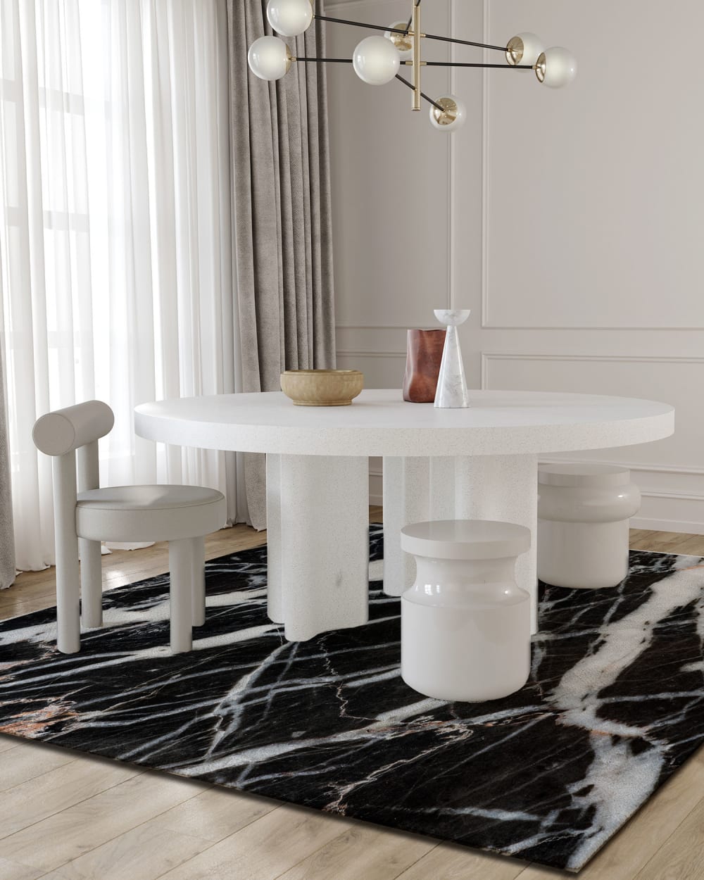 Tapis vinyle marbre noir 140x200cm — vue 3