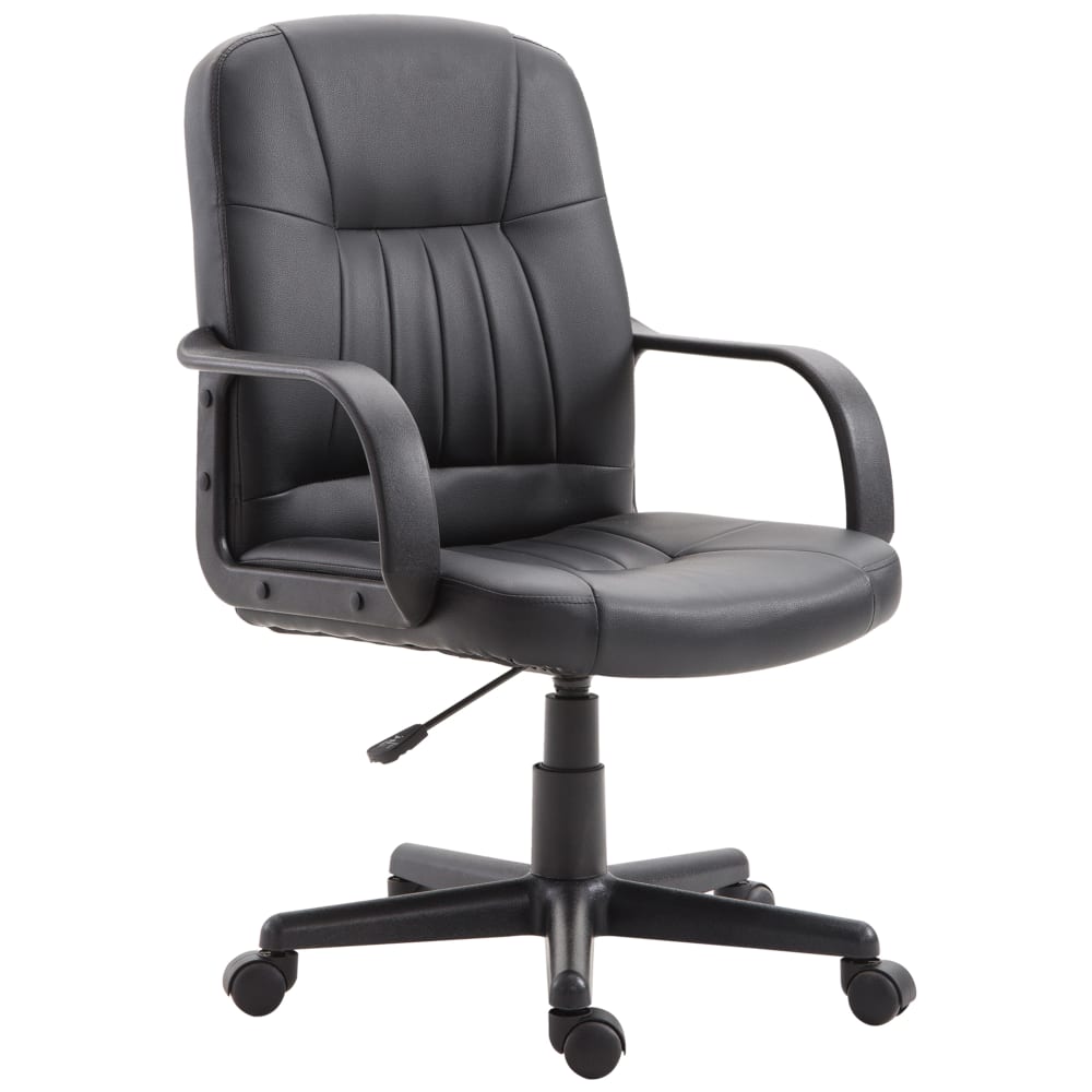 Sedia da ufficio con altezza regolabile in similpelle nera - Nero - Eco pelliccia