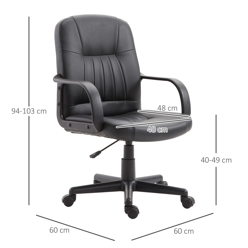 Sedia da ufficio con altezza regolabile in similpelle nera -