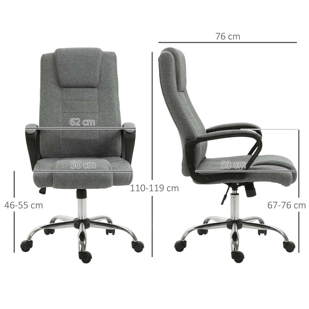 Sedia da ufficio con altezza regolabile in lino grigio - Vinsetto