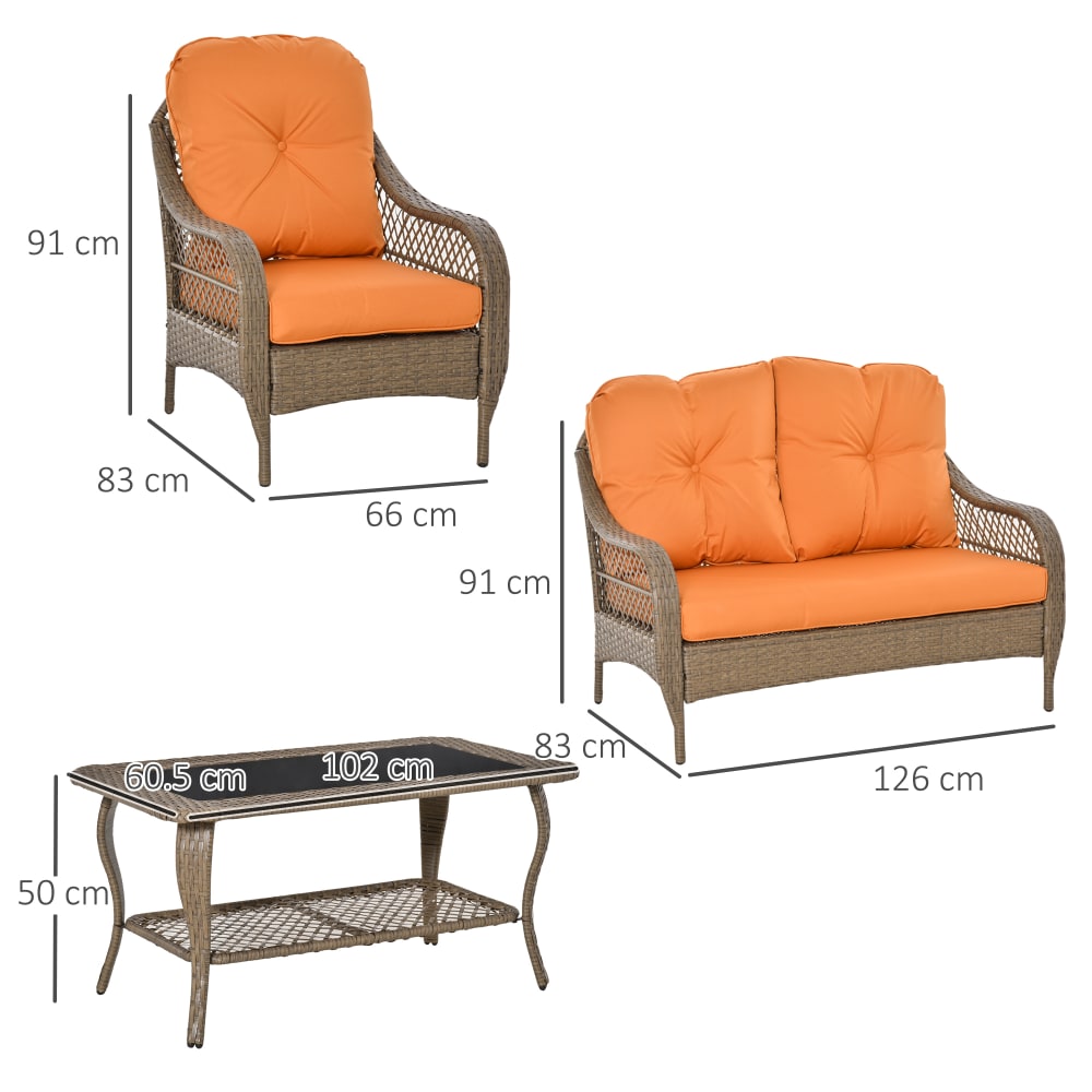 Set mobili con 2 poltrone divano e tavolo in rattan khaki e