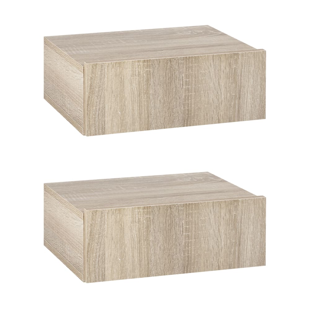 Set 2 comodini con fissaggio a parete pannelli truciolari - Beige - Pannello di particelle