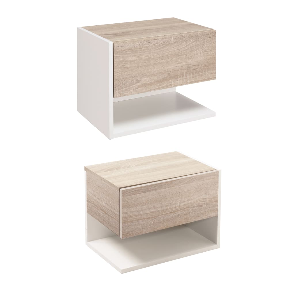 Set di 2 comodini sospesi a parete pannello truciolare bianco