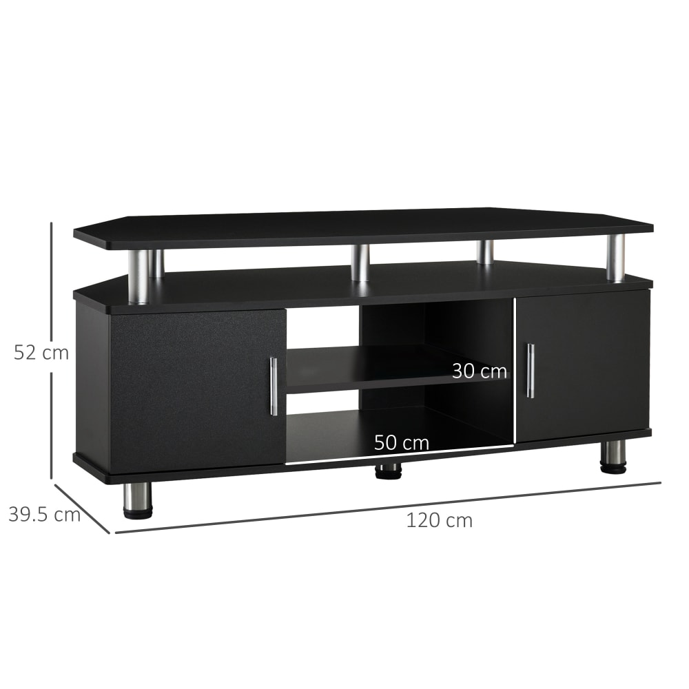 Mobile porta tv con 2 ripiani in mdf e acciaio inox nero - Homcom