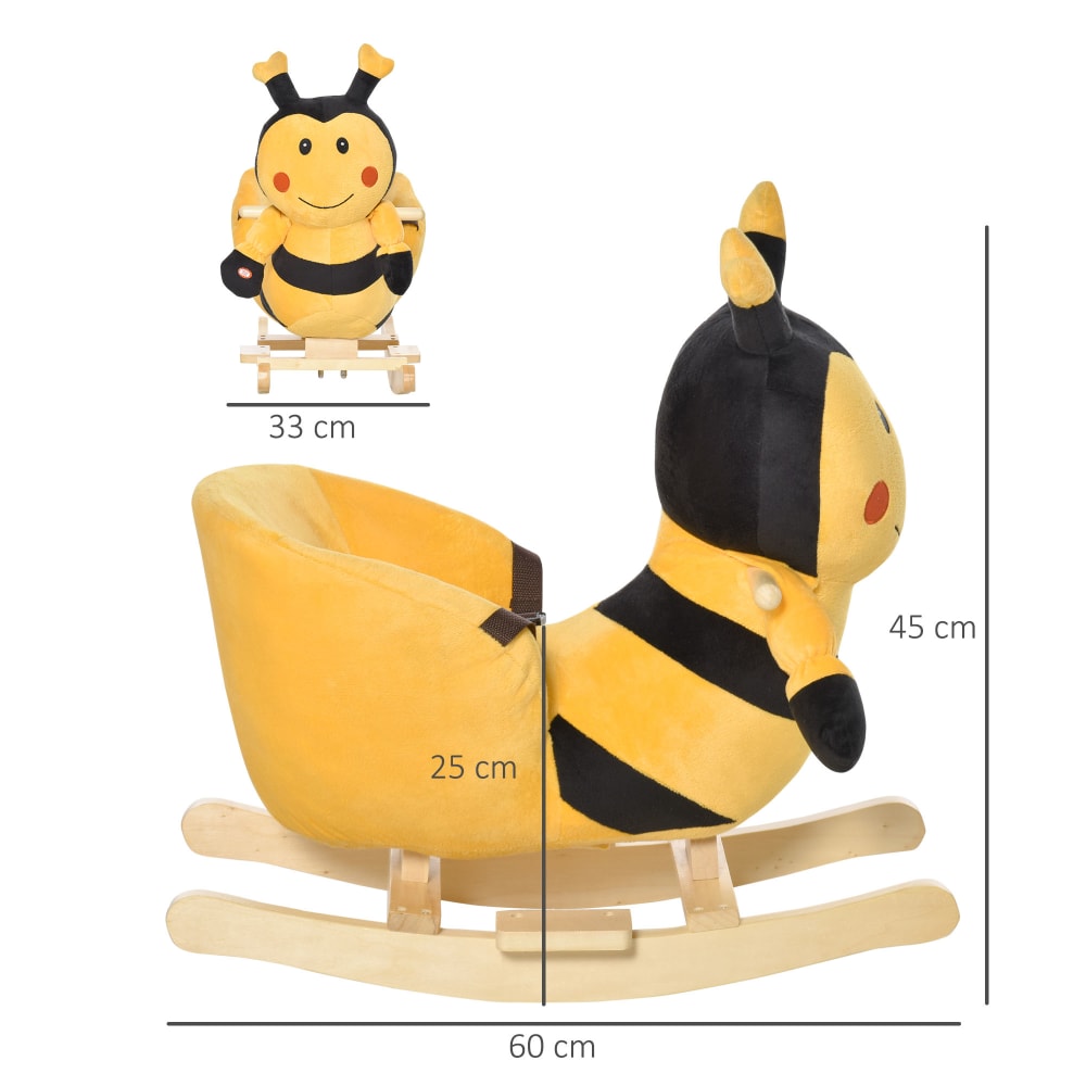Dondolo per bambini a forma di ape in legno con musiche - Homcom