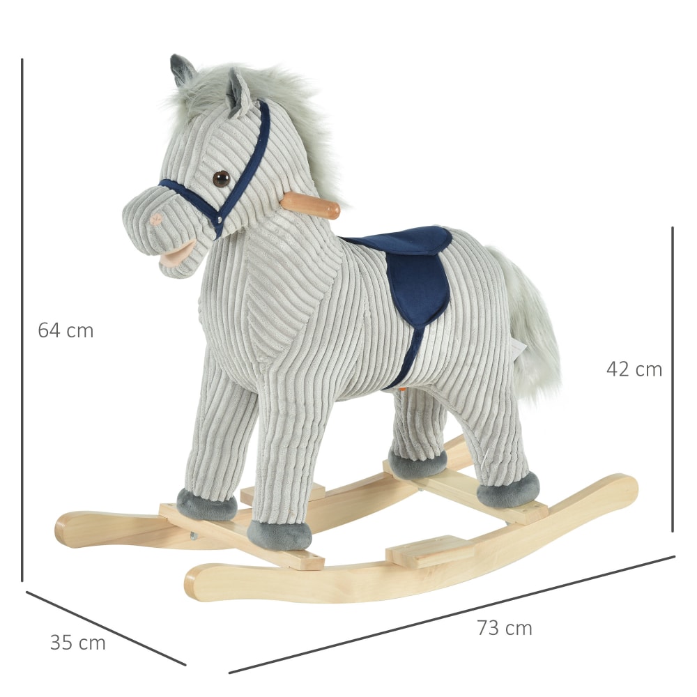 Cavallo a dondolo per bambini interattivo grigio 73x35x64cm -