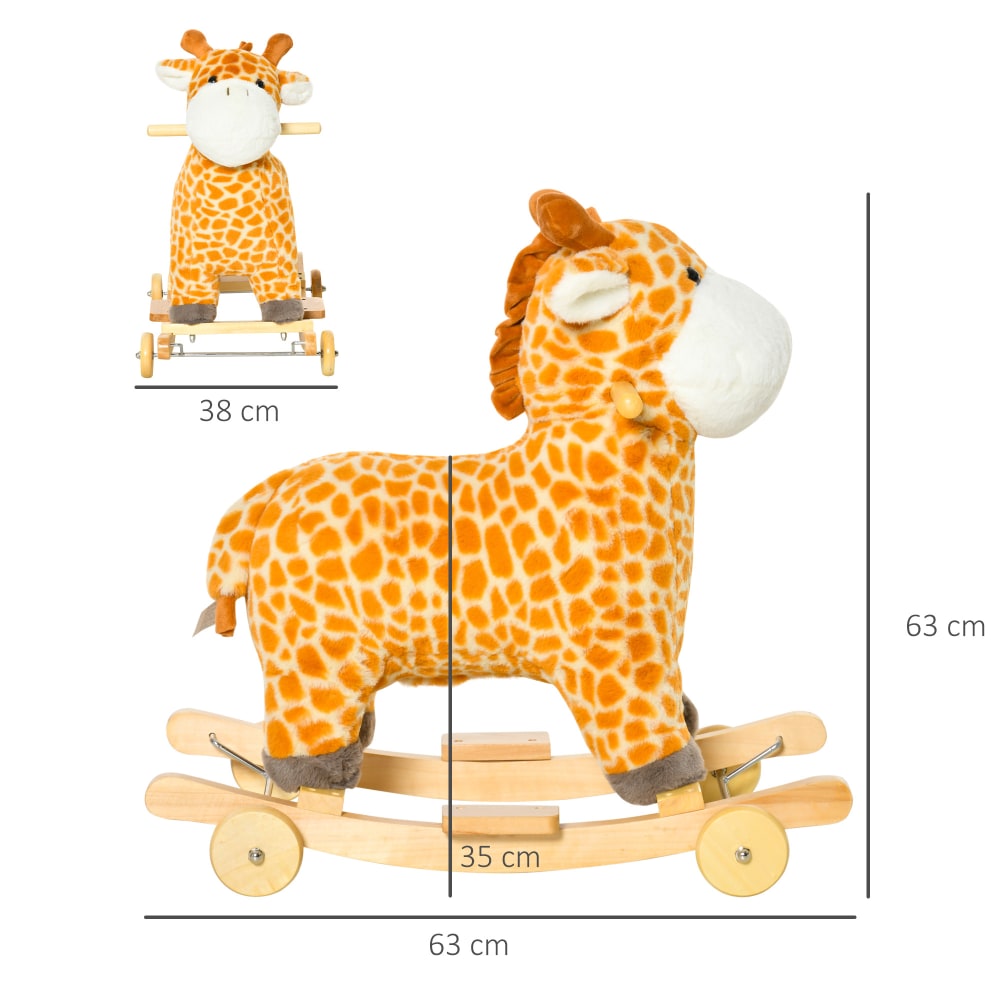 Cavallo a dondolo giraffa per bambini 36-72 mesi in peluche -