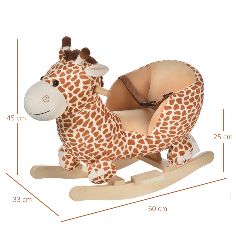Cavallo a dondolo giraffa per i bambini in legno marrone - Homcom