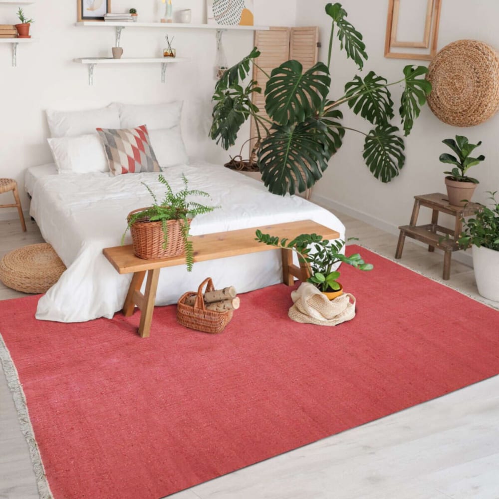 Tapis jute et coton avec franges terra cotta 160x230 — vue 3